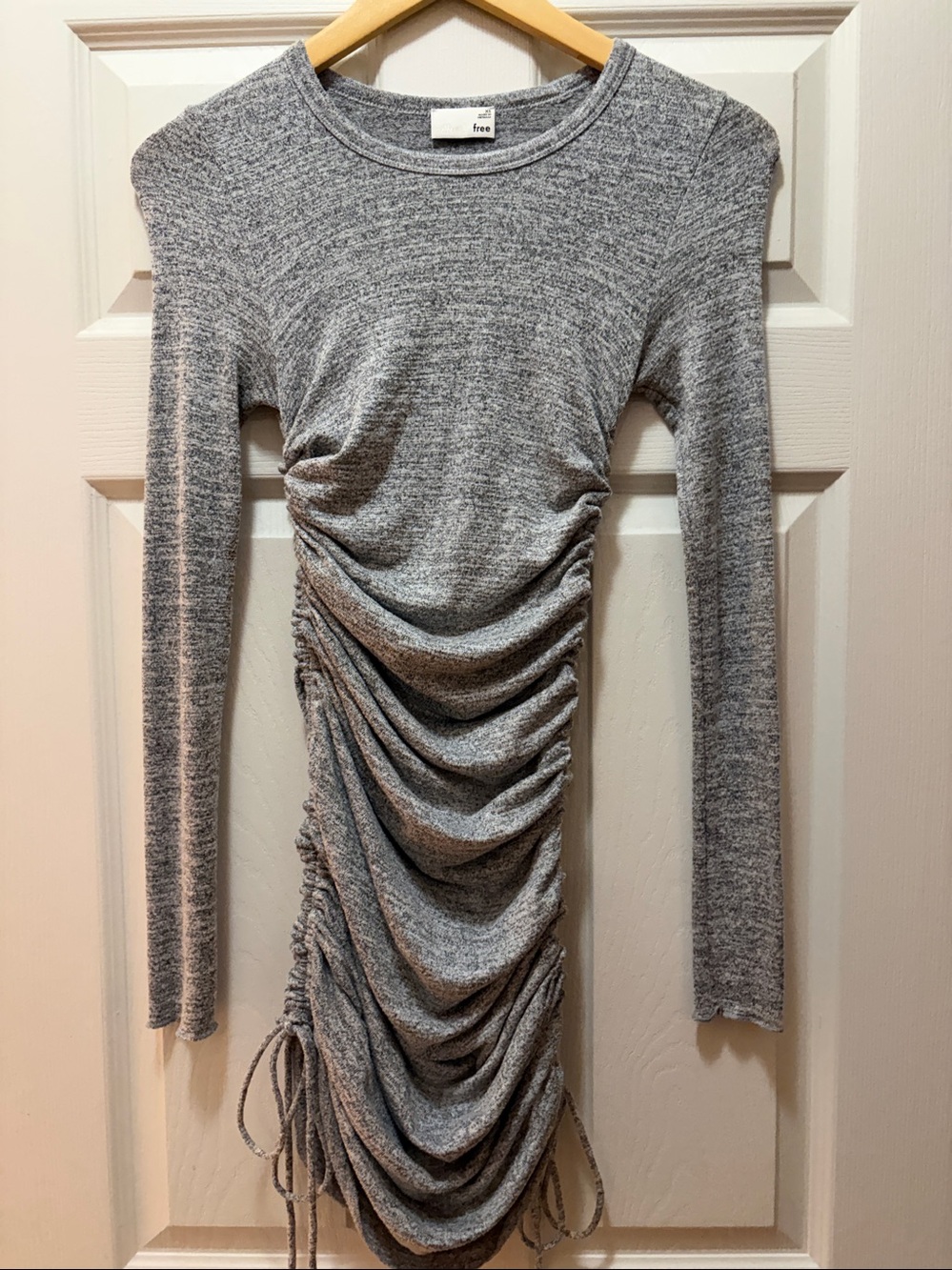 WILFRED Heather Gray Long-Sleeve Ruched Bodycon Dress SIZE XS
